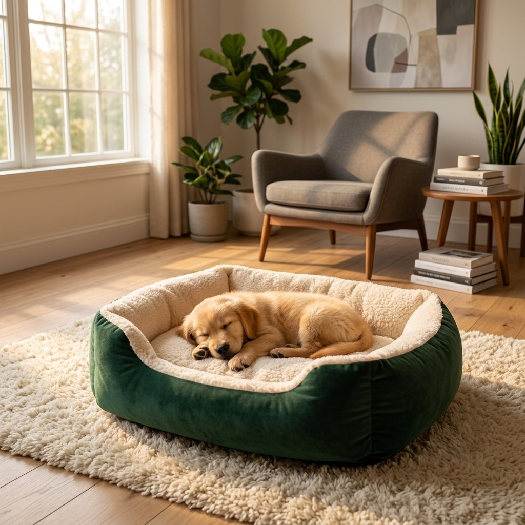 Ultra-Soft Velvet Oval Pet Cave Bed