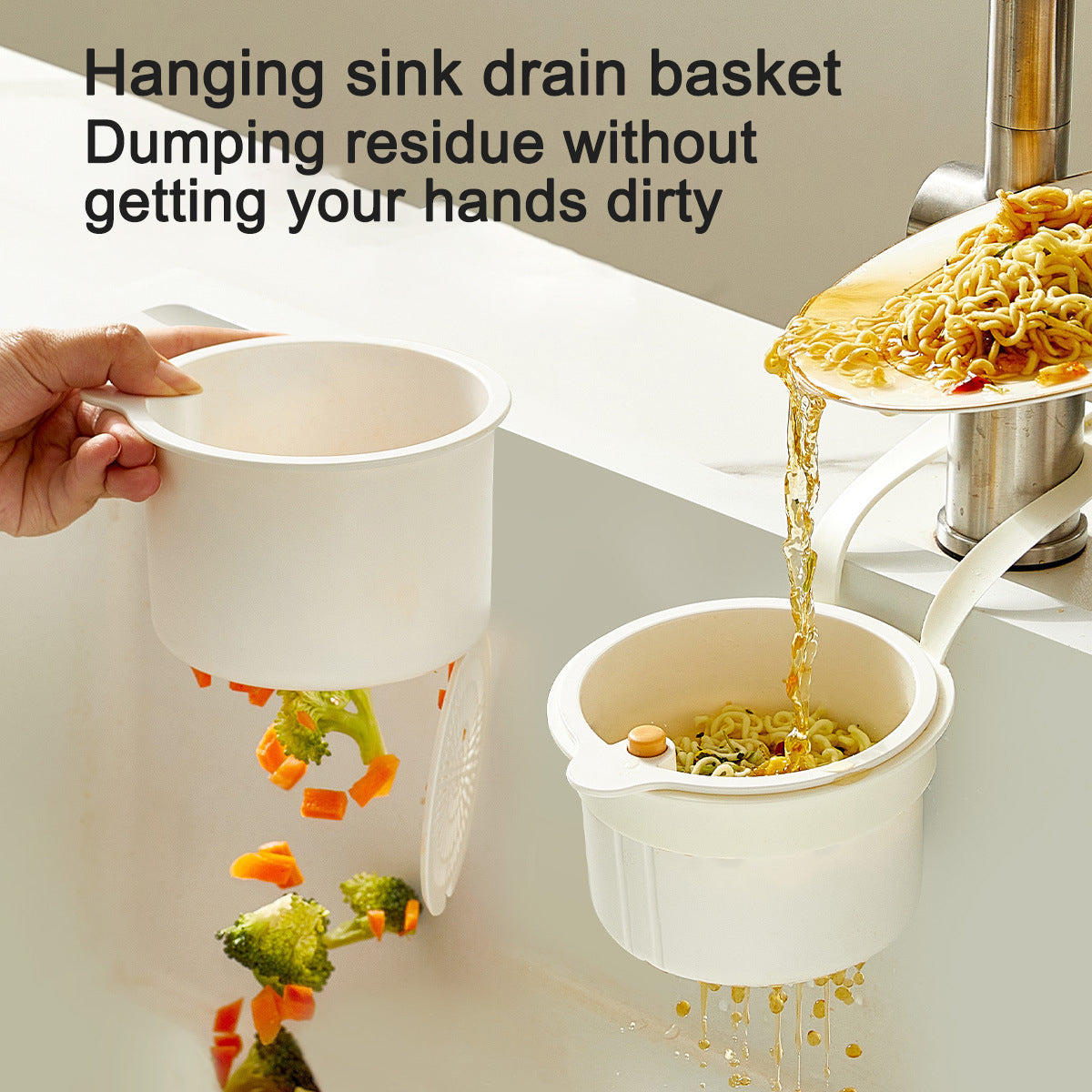 Kitchen hanging sink drain basket