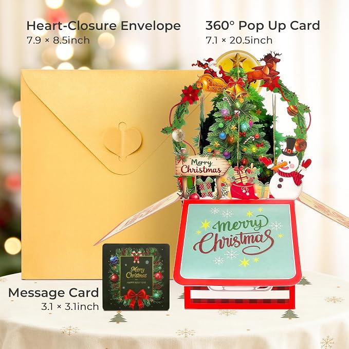 🎄3D Christmas Card Box - Festive Santa, Christmas Tree & Holiday Cabin Greeting Cards with Envelope🎁